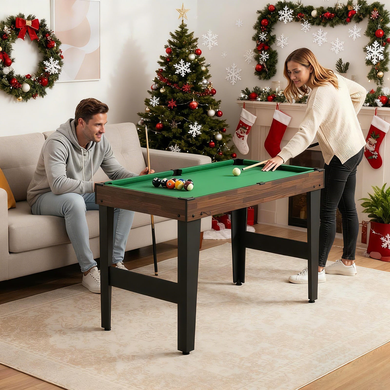 10-in-1 Combo Game Table Set Multi-Game Table with Foosball-Brown