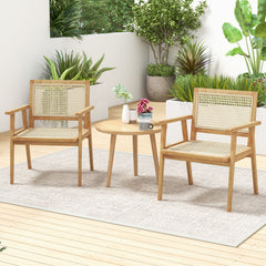 Comfortable Wood Dining Chair with Curved Backrest for Backyard Porch Balcony Set of 2