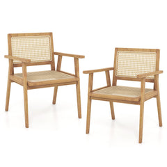 Comfortable Wood Dining Chair with Curved Backrest for Backyard Porch Balcony Set of 2