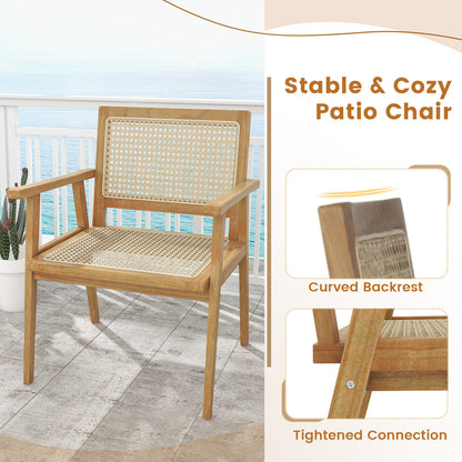 Comfortable Wood Dining Chair with Curved Backrest for Backyard Porch Balcony Set of 2