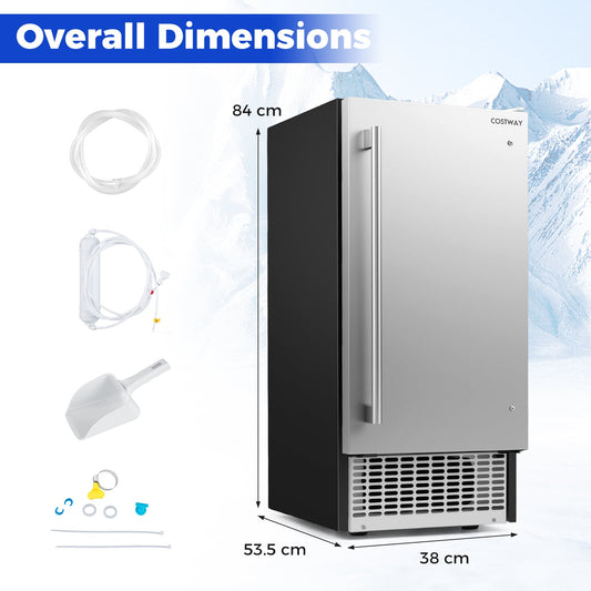 Commercial Ice Maker 50KG/24H with 11KG Storage and Self-cleaning for Home Bar
