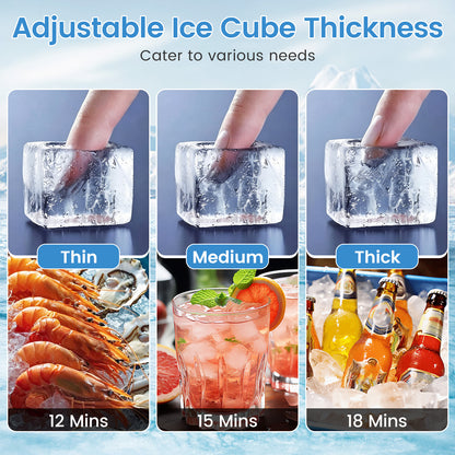 Commercial Ice Maker 50kg/24H with 11kg Storage and Filter Self-Cleaning