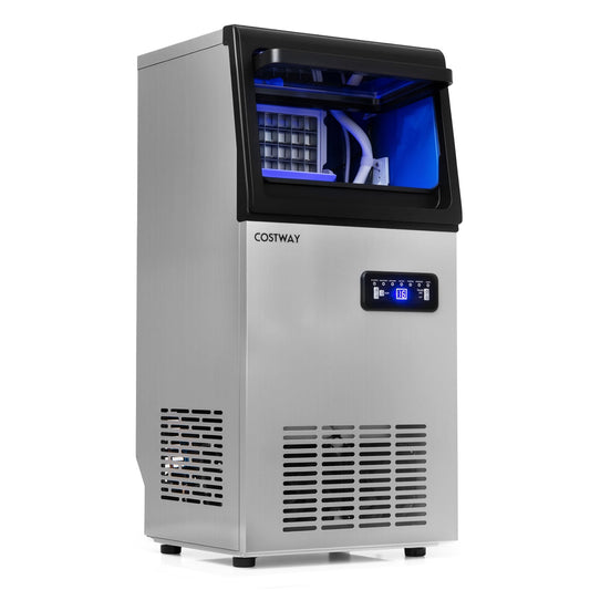 Commercial Ice Maker 50kg/24H with 11kg Storage and Filter Self-Cleaning