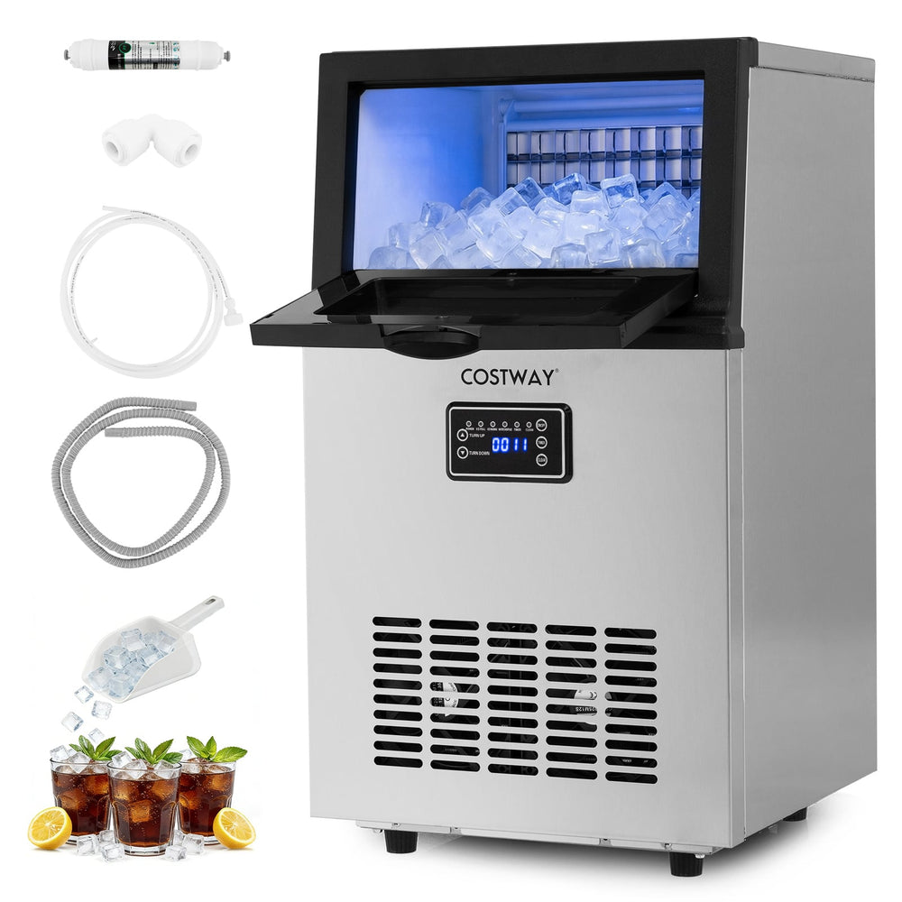 23 kg/24H Commercial Ice Maker with 5 kg Storage Capacity and Self-Cleaning-Silver