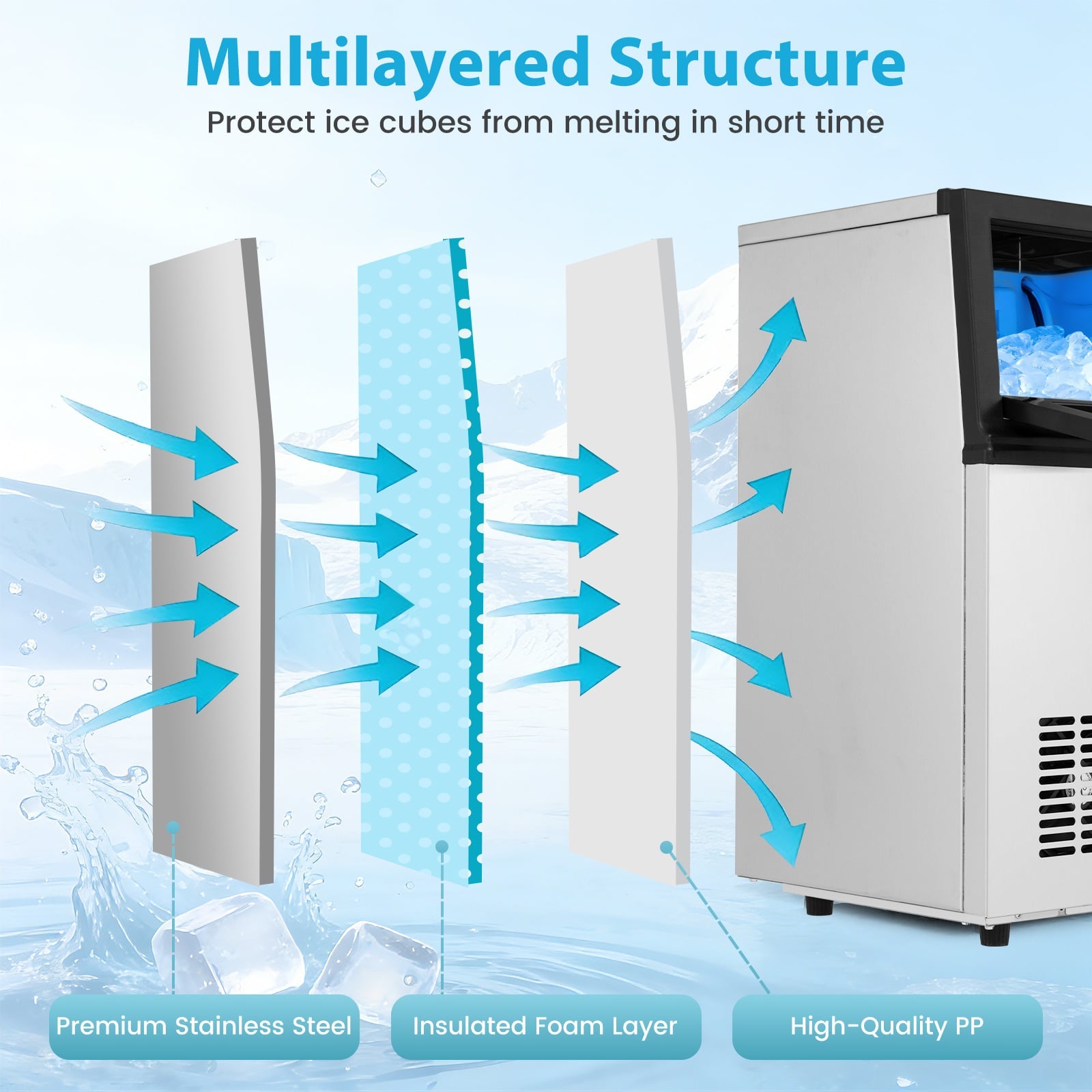 23 kg/24H Commercial Ice Maker with 5 kg Storage Capacity and Self-Cleaning-Silver