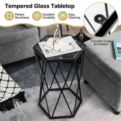 Compact Coffee Table with Tempered Glass Top for Living Room/Bedroom