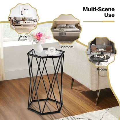 Compact Coffee Table with Tempered Glass Top for Living Room/Bedroom