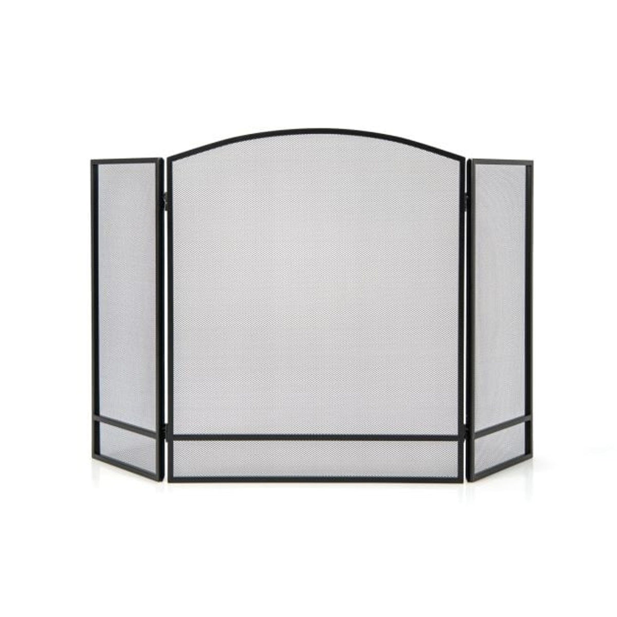 Complete Fireplace Companion Set: Folding 3-Panel Fire Screen & Deer Pattern Firewood Rack