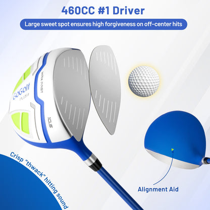 Men's Complete Golf Clubs and Bag Set Right Handed-Blue
