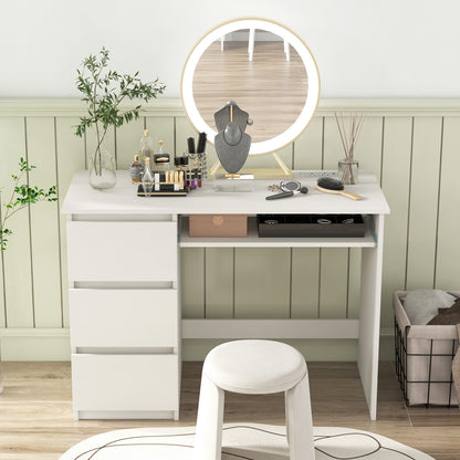 Computer Desk with 3 Large Drawers and Power Outlet-White