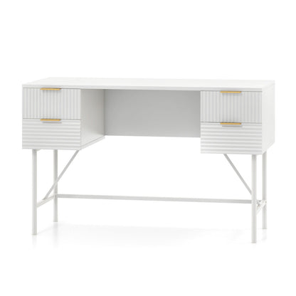 Modern Computer Desk with 4 Drawers and Storage-White