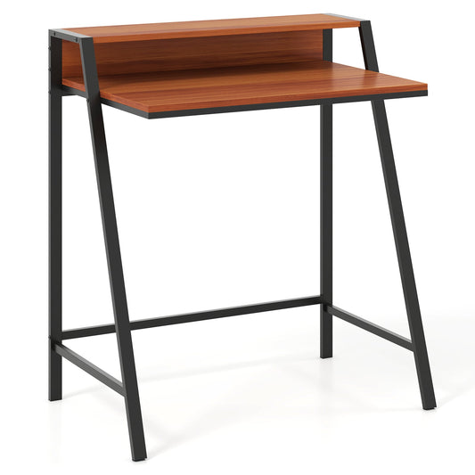 Computer Desk with Monitor Stand 80 CM Small Desk Compact Desk-Brown