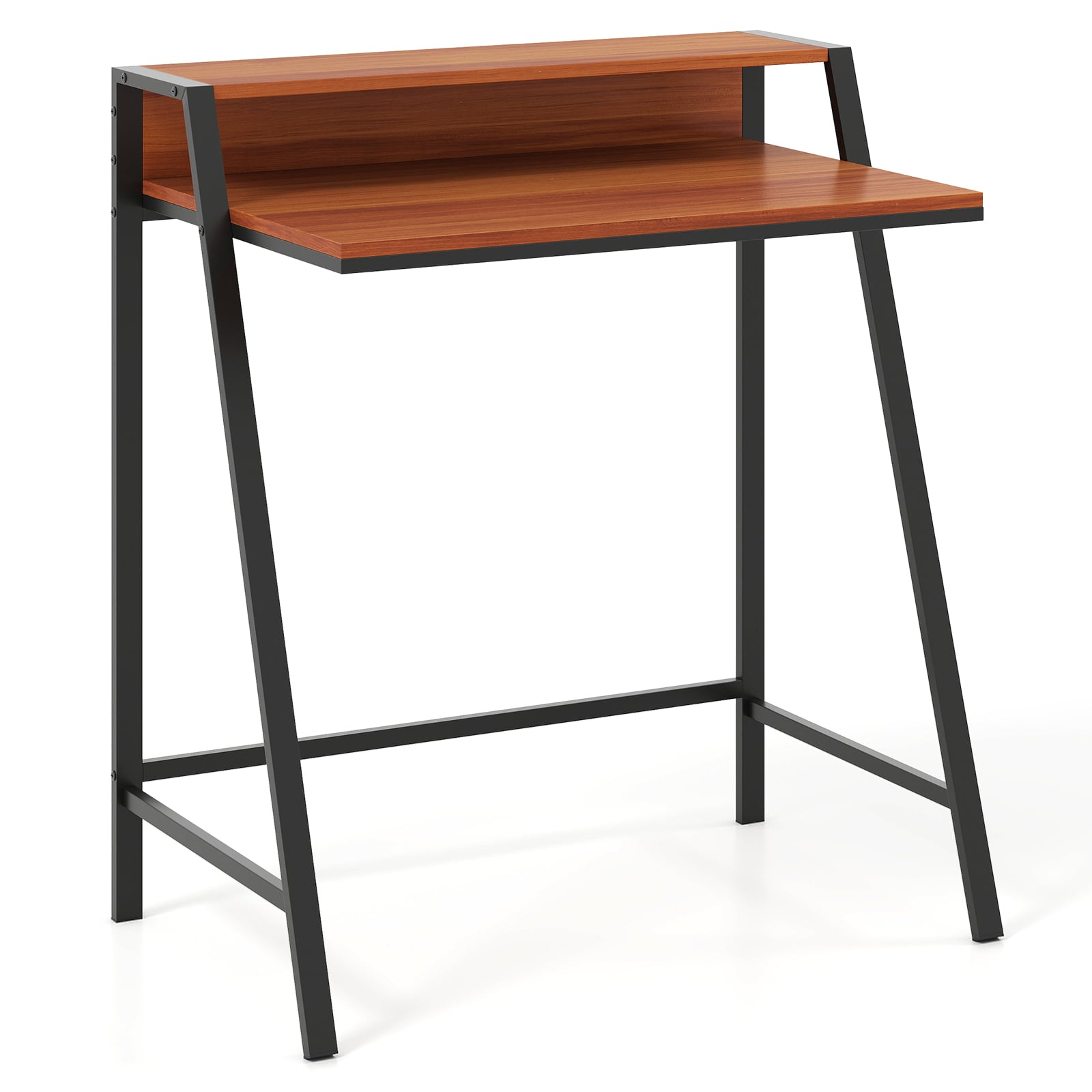 Computer Desk with Monitor Stand 80 CM Small Desk Compact Desk-Brown