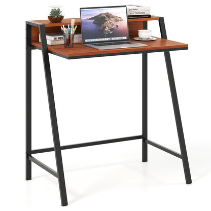 Computer Desk with Monitor Stand 80 CM Small Desk Compact Desk-Brown