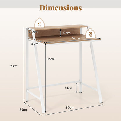Computer Desk with Monitor Stand 80 CM Small Desk Compact Desk-Natural