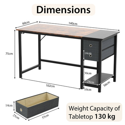 140cm Office Desk Computer Workstation with 2 Drawers and Hook-M