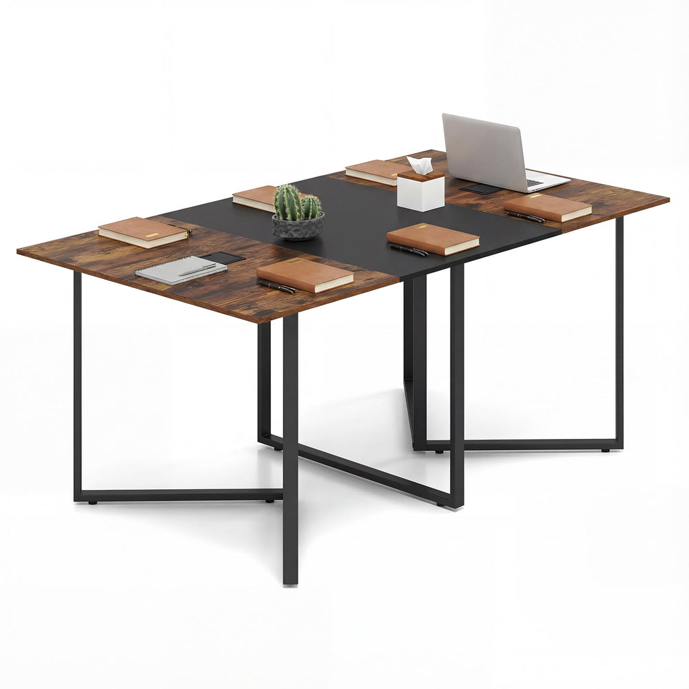 180 CM Conference Table with 2 Cable Grommets for Meeting Room Office-Rustic Brown