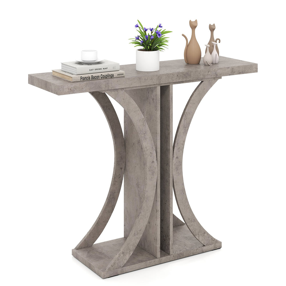 Console Table 100 cm Rectangular Entryway Table with Geometric Frame-Grey