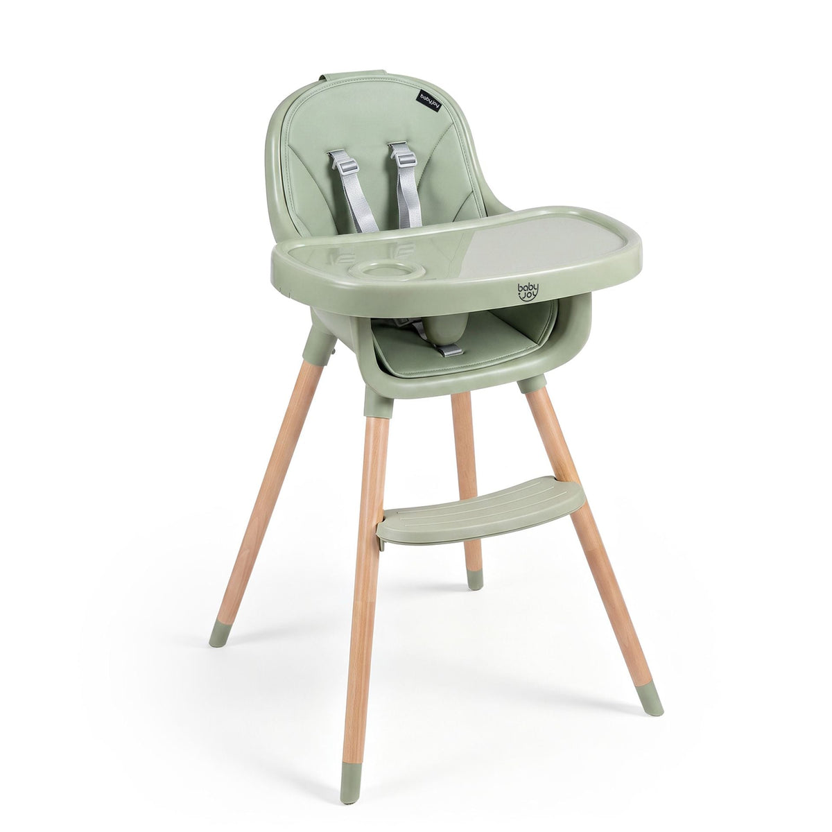 Convertible High Chair for Babies and Toddlers 5-Point Harness Dishwasher Safe Frame-Green