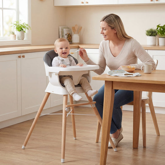 Convertible High Chair for Babies and Toddlers with Adjustable Tray-Grey