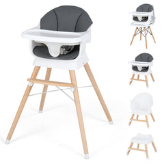 Convertible High Chair for Babies and Toddlers with Adjustable Tray-Grey