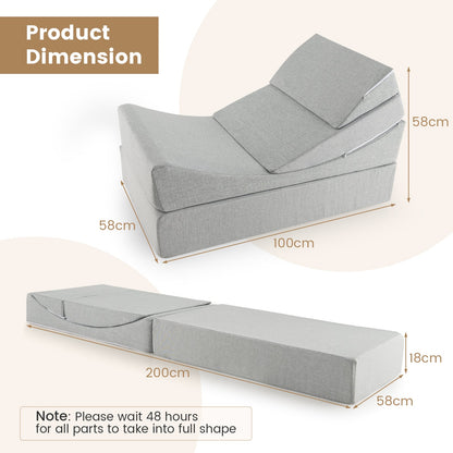 Convertible Folding Sofa Bed with High-density Foam-Grey