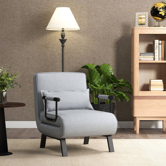 Convertible Sofa Bed 4-in-1 with 6-Position Adjustable Backrest-Light Grey