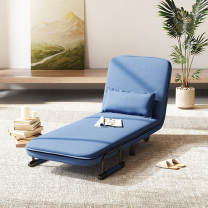 3-in-1 Convertible Sofa Bed with 5-Position Adjustable Backrest-Blue