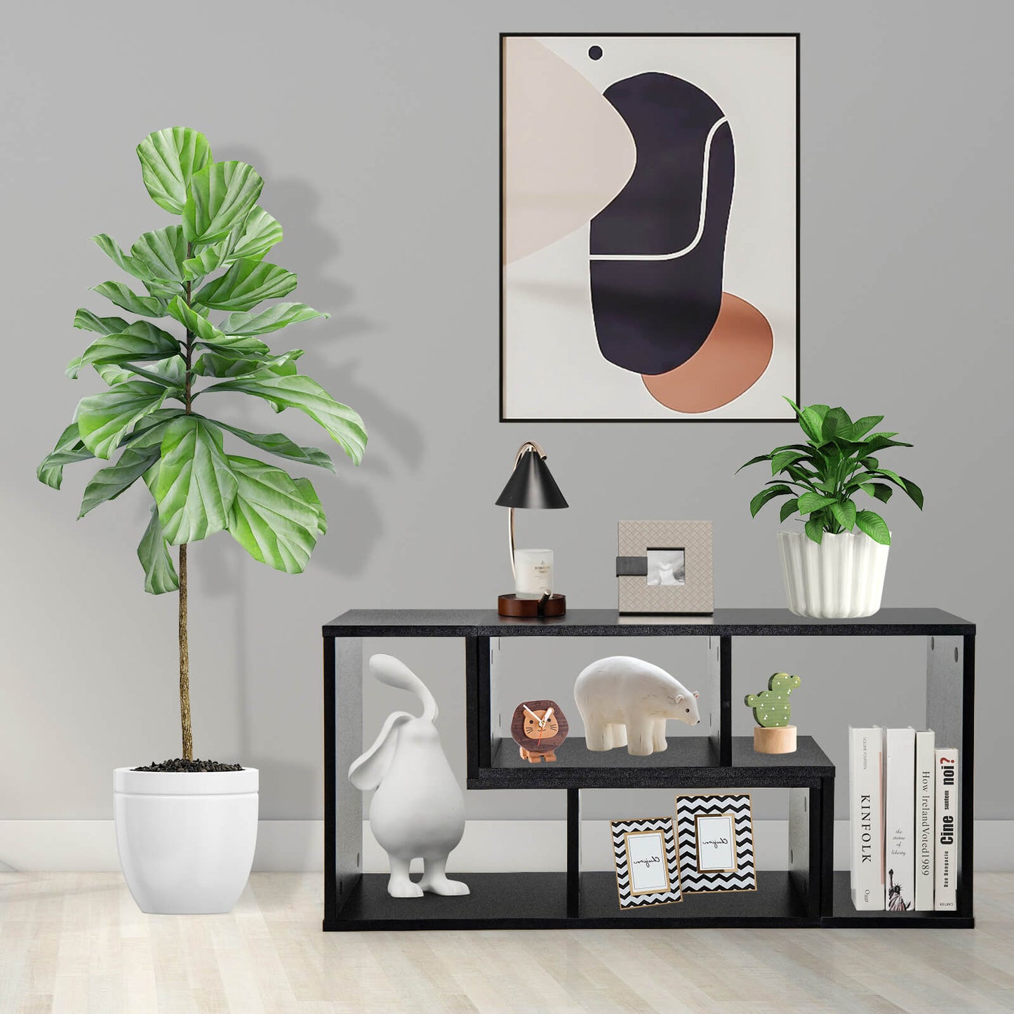 3 Pieces Convertible TV Stand for TVs up to 65 Inches-Black