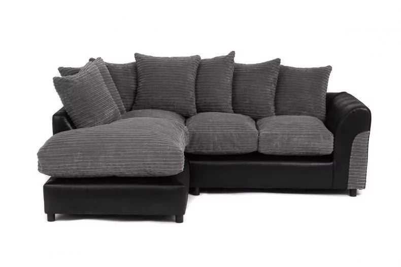 Harvey Cord Fabric Corner Sofa - Black or Brown