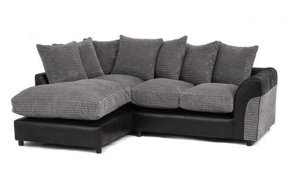 Harvey Cord Fabric Corner Sofa - Black or Brown