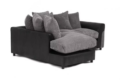 Harvey Cord Fabric Corner Sofa - Black or Brown