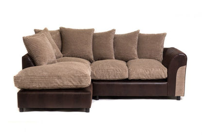 Harvey Cord Fabric Corner Sofa - Black or Brown