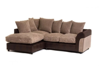 Harvey Cord Fabric Corner Sofa - Black or Brown