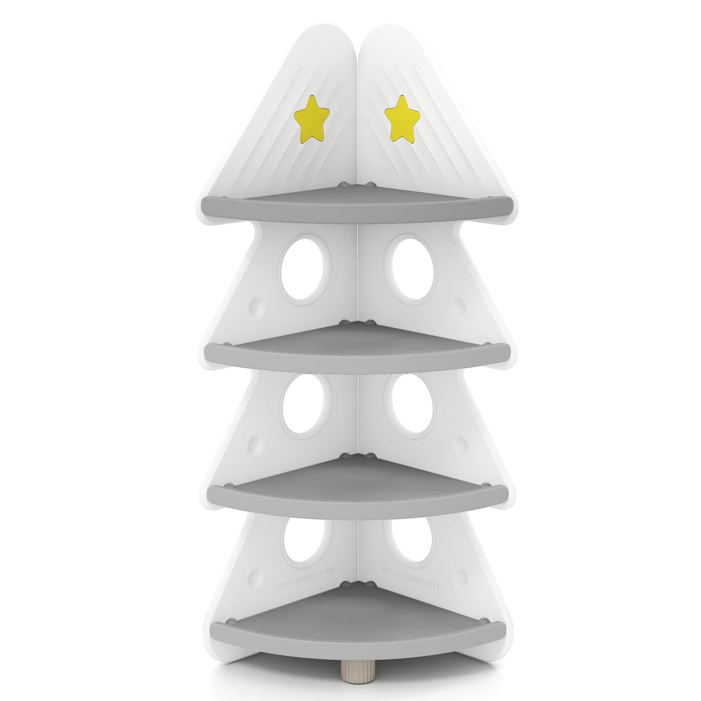 4-Tier Kids Corner Bookshelf for Kids Room and Nursery Playroom-White