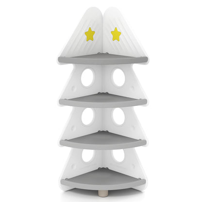 4-Tier Kids Corner Bookshelf for Kids Room and Nursery Playroom-White