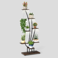 155CM Tall 8-Tier Corner Metal Plant Shelf for Multiple Plants-Rustic Brown-1 Piece
