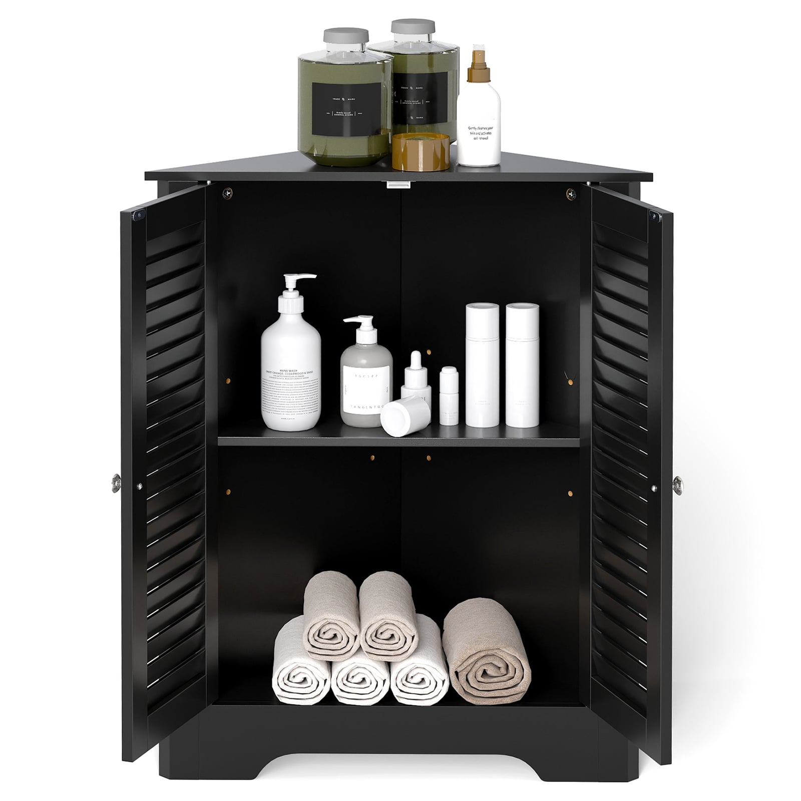 Corner Storage Cabinet Display Unit-Black