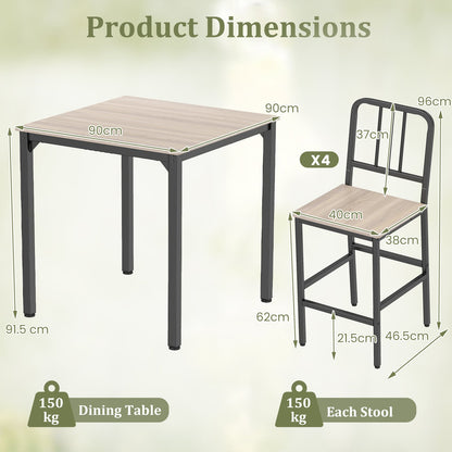 Counter Height Dining Table Set for 4 Kitchen Bar Table and Chairs Set with Faux Marble Surface-Grey