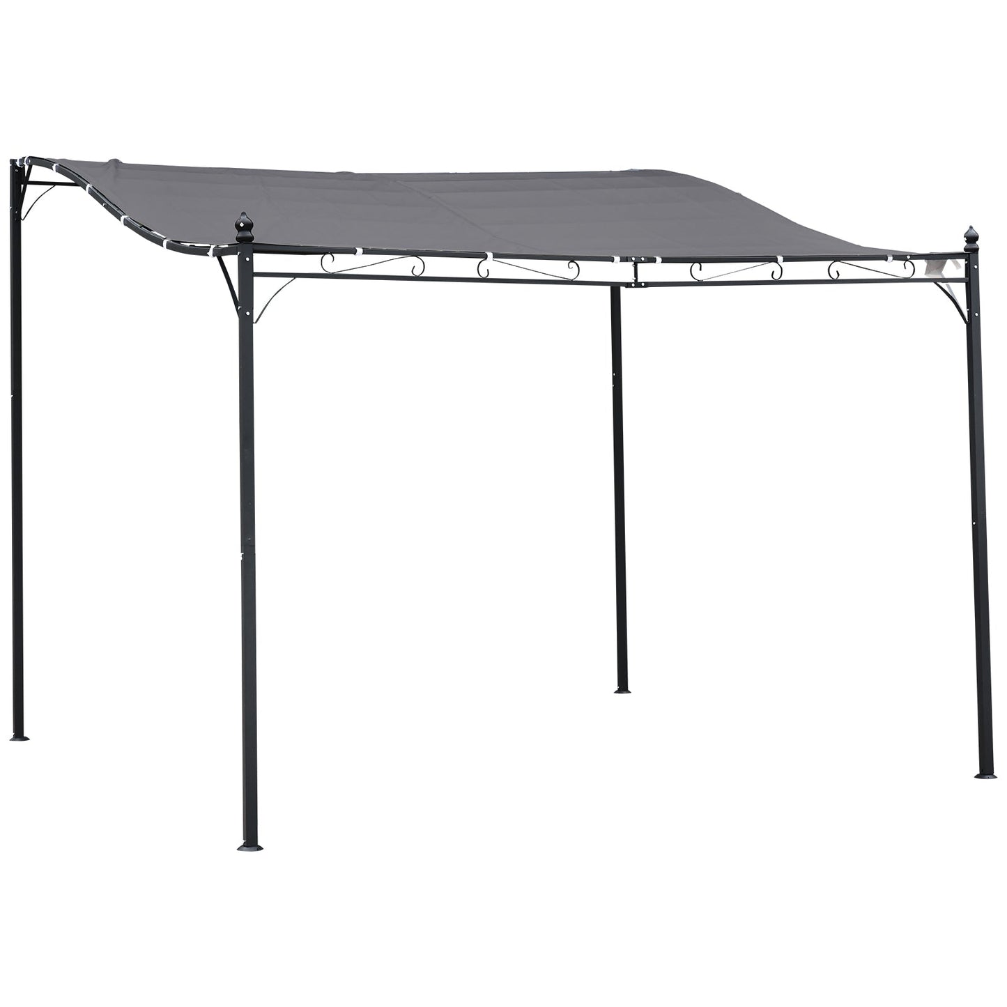 Outsunny 3x3m Metal Pergola with Canopy Garden Awning for Garden Parties, Grey