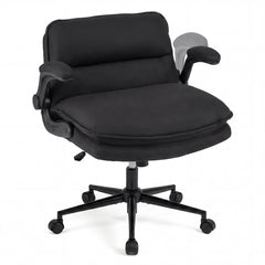 Criss Cross Chair on Wheels with Flip-up Arms Adjustable Height and Wide Backrest-Black and Grey