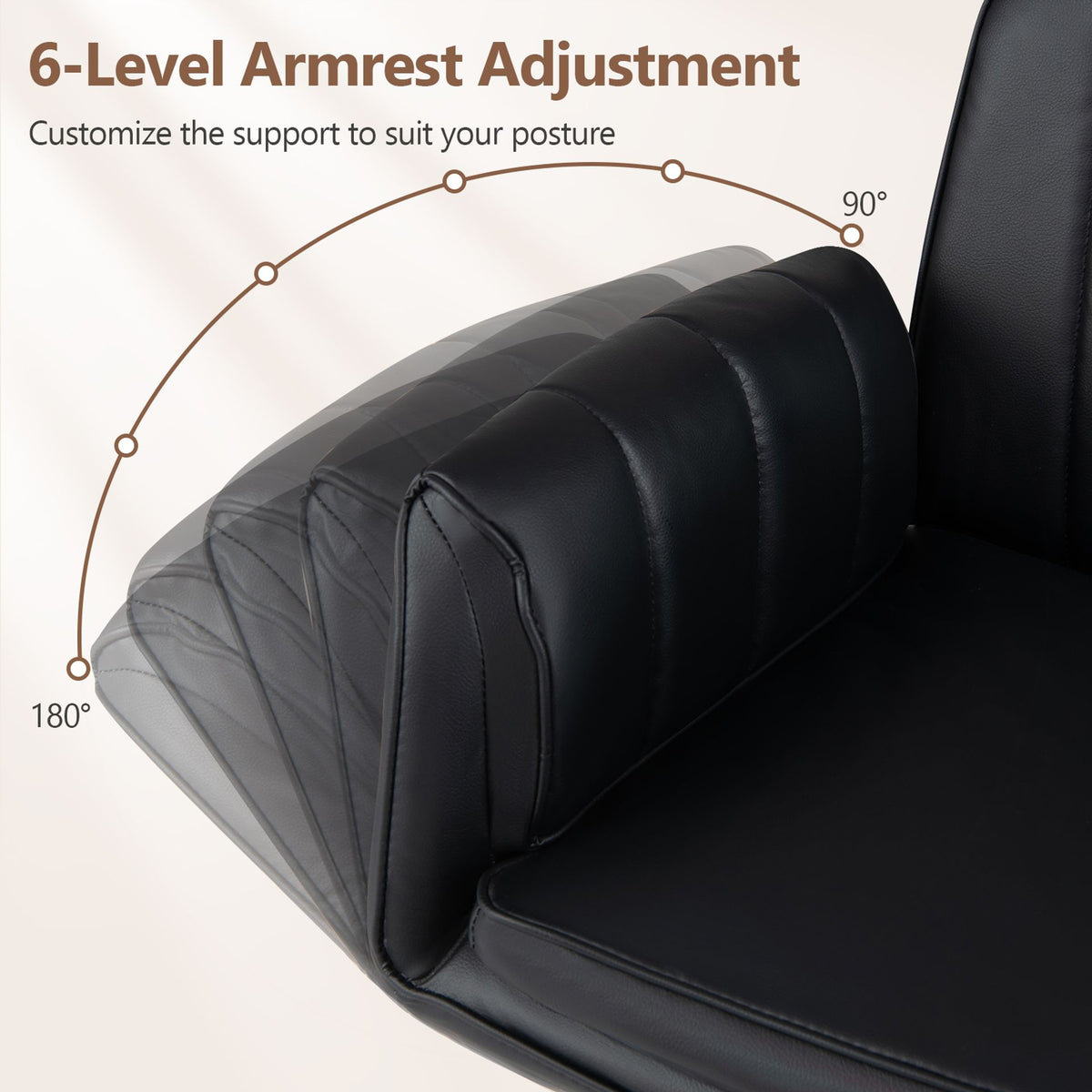 Criss Cross Office Chair with 6-Level Adjustable Arms and Wheels for Home Office-Black