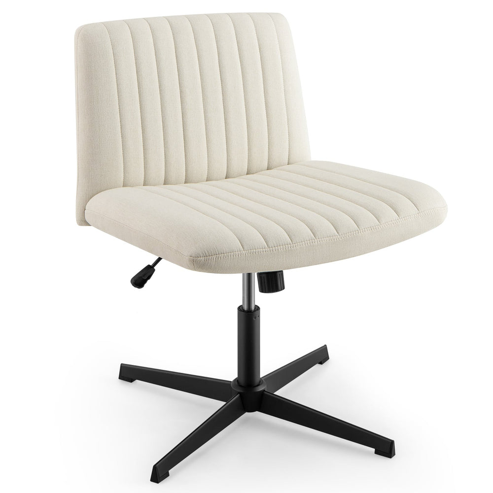 Criss Cross Legged Chair No Wheels 120° Rocking Adjustable Height-Beige