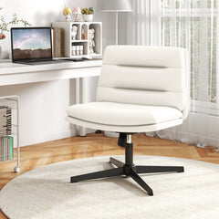 Criss Cross Legged Chair with Adjustable Height for Bedroom-Off White