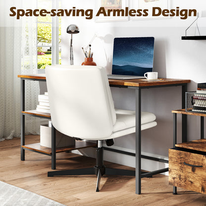 Criss Cross Legged Chair with Adjustable Height for Bedroom-Off White