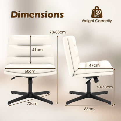 Criss Cross Legged Chair with Adjustable Height for Bedroom-Off White