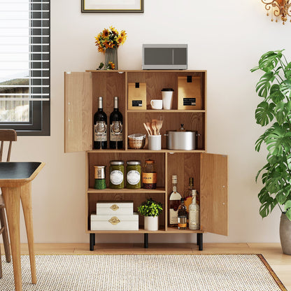 Cube Storage Cabinet with Metal Legs and Anti-topping Kits-Natural