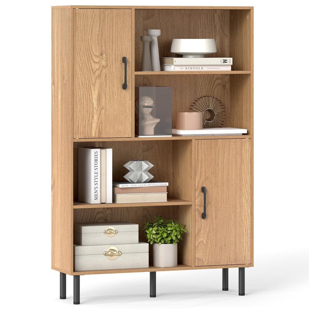 Cube Storage Cabinet with Metal Legs and Anti-topping Kits-Natural