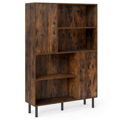 Cube Storage Cabinet with Metal Legs and Anti-topping Kits-Rustic Brown