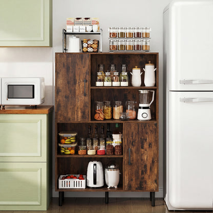 Cube Storage Cabinet with Metal Legs and Anti-topping Kits-Rustic Brown